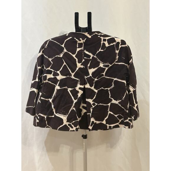 NWT Leifsdottir Linen Medium Collarless Giraffe Print Crop Blazer - Picture 2 of 5